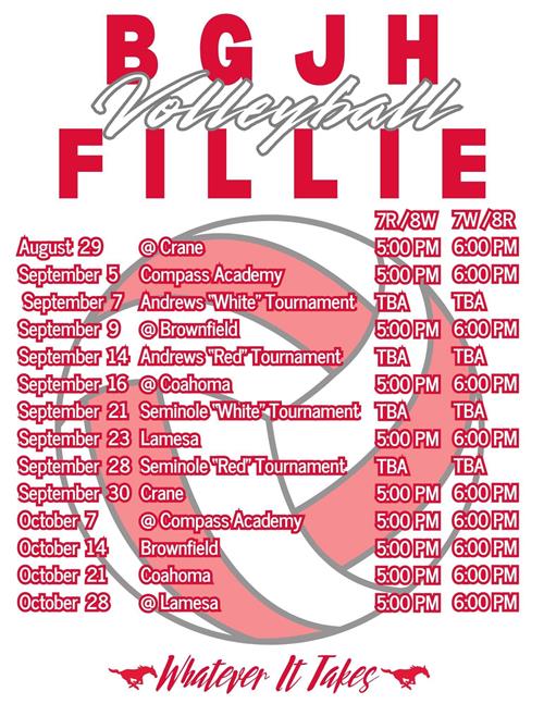 BGJH Volleyball Schedule